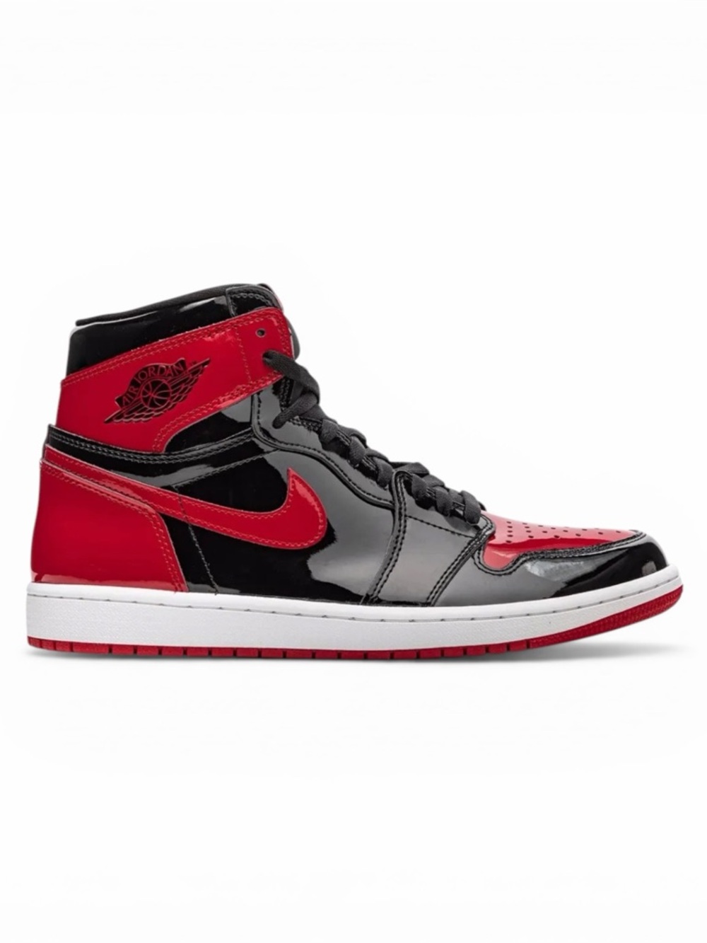 2021 Nike Air Jordan 1 I Retro High OG “Patent Bred” Black Red White Size 9.5